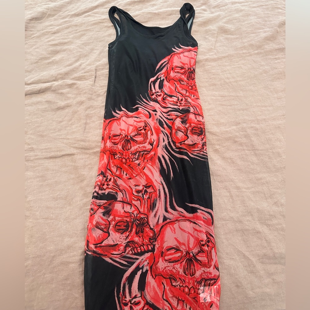 Jaded London Mesh Skull Maxi Dress Size 2